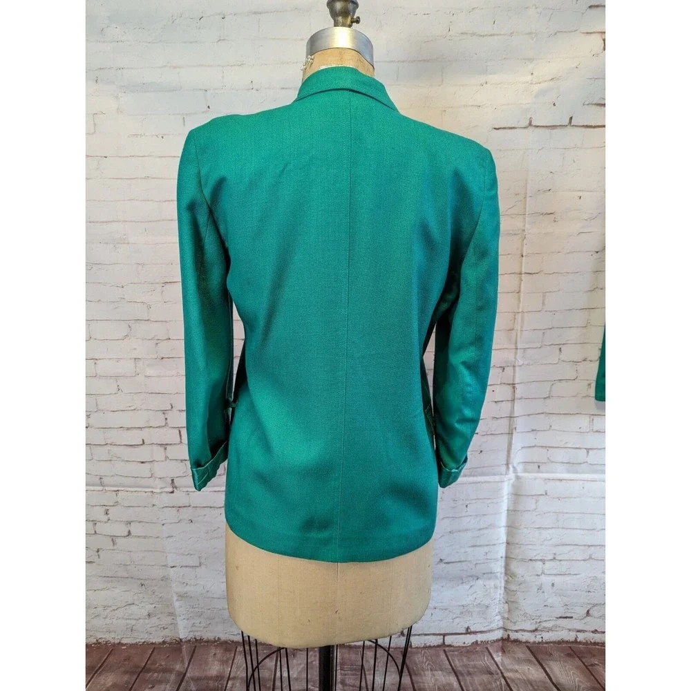 Vintage Christian Dior Womens Skirt Suit Kelly Green Petites 6 Blazer 10 Skirt